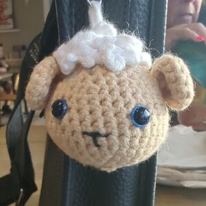 Hand Crafted Beige and White Sheep Bag Accessory